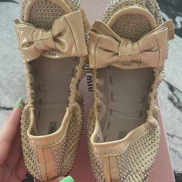 Miu Miu Studded Ballet Flats patent leather - Picture 1 of 3